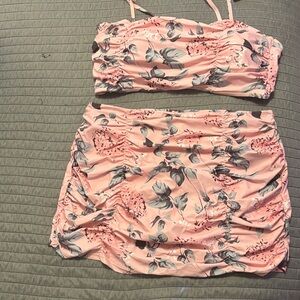 Floral Pink Ruched Bikini